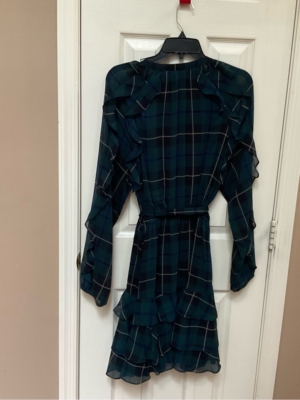 Lauren Ralph Lauren Dark Green Plaid Ruffle Tie-Waist Dress - Picture 4 of 6